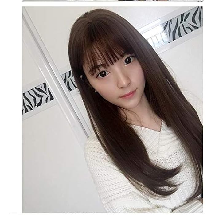 DILLARDS Synthetic Women's Wig With Hair Bangs Long Straight Layered Heat Resistant Synthetic Hair Wig For Women(Dark Brown) (B099Mhdsxr) - Image 5